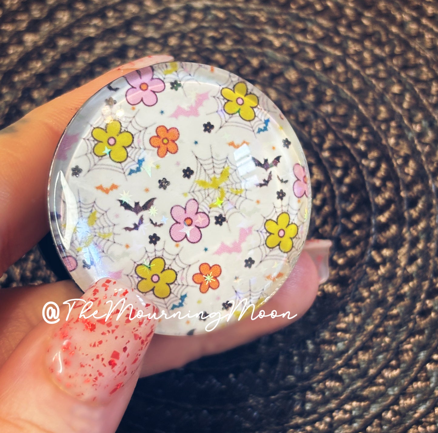 Spooky floral glass dome phone grip
