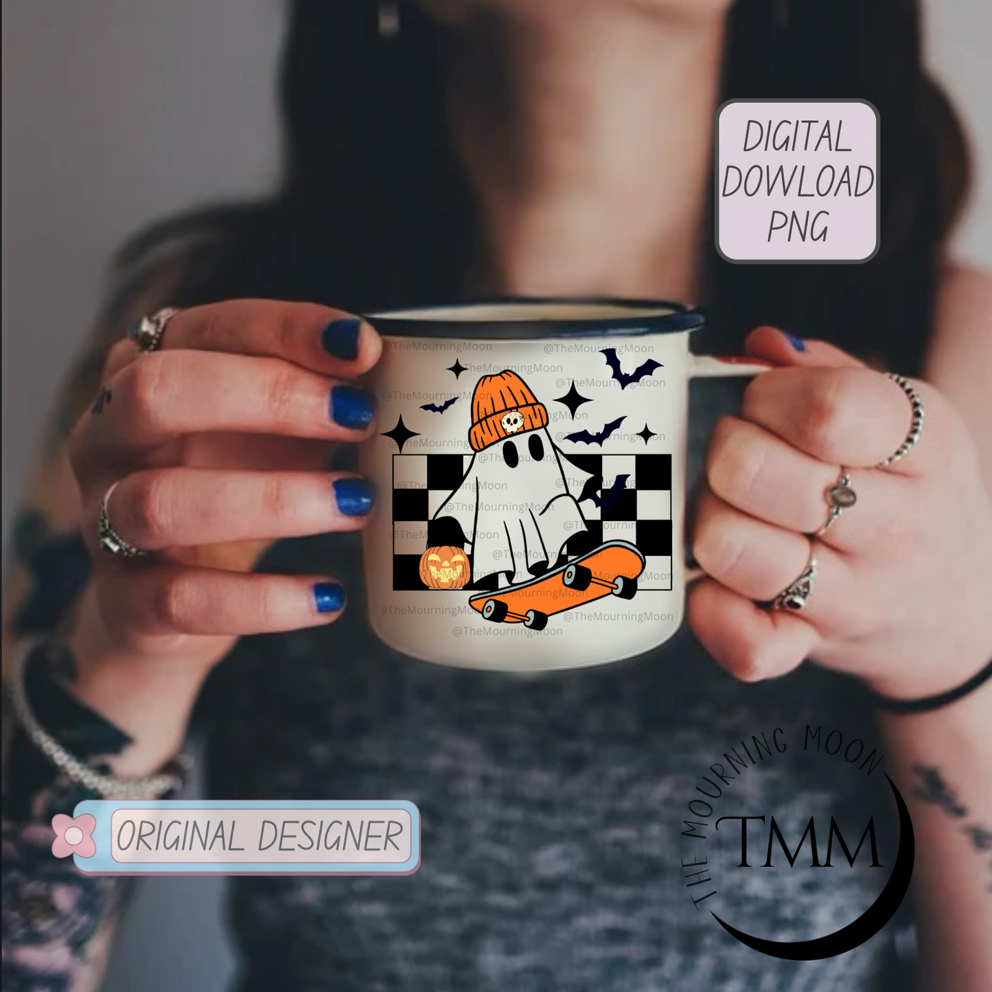 Retro halloween ghost png digital download