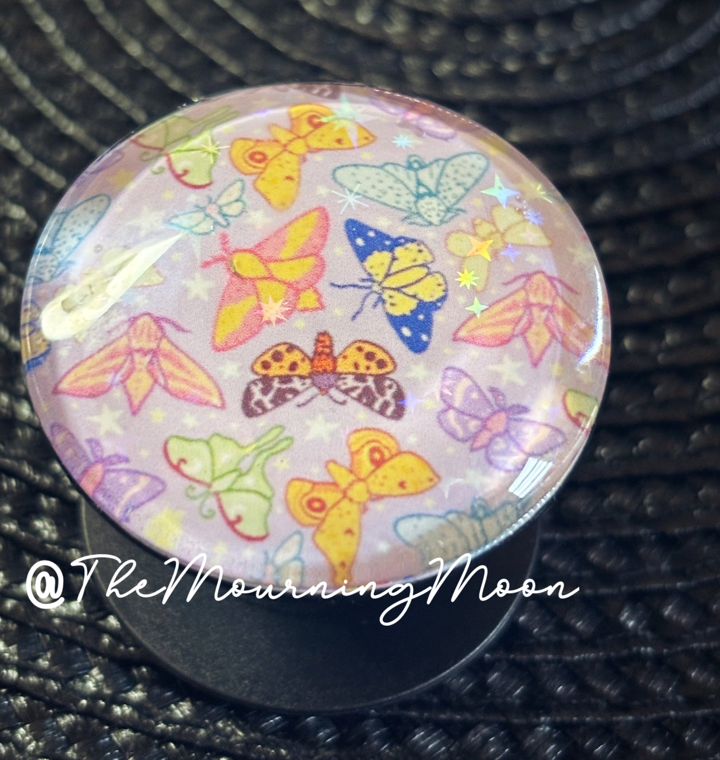 Pastel moth glass dome phone grip