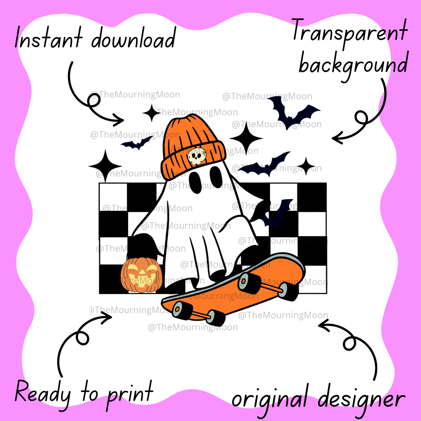 Retro halloween ghost png digital download