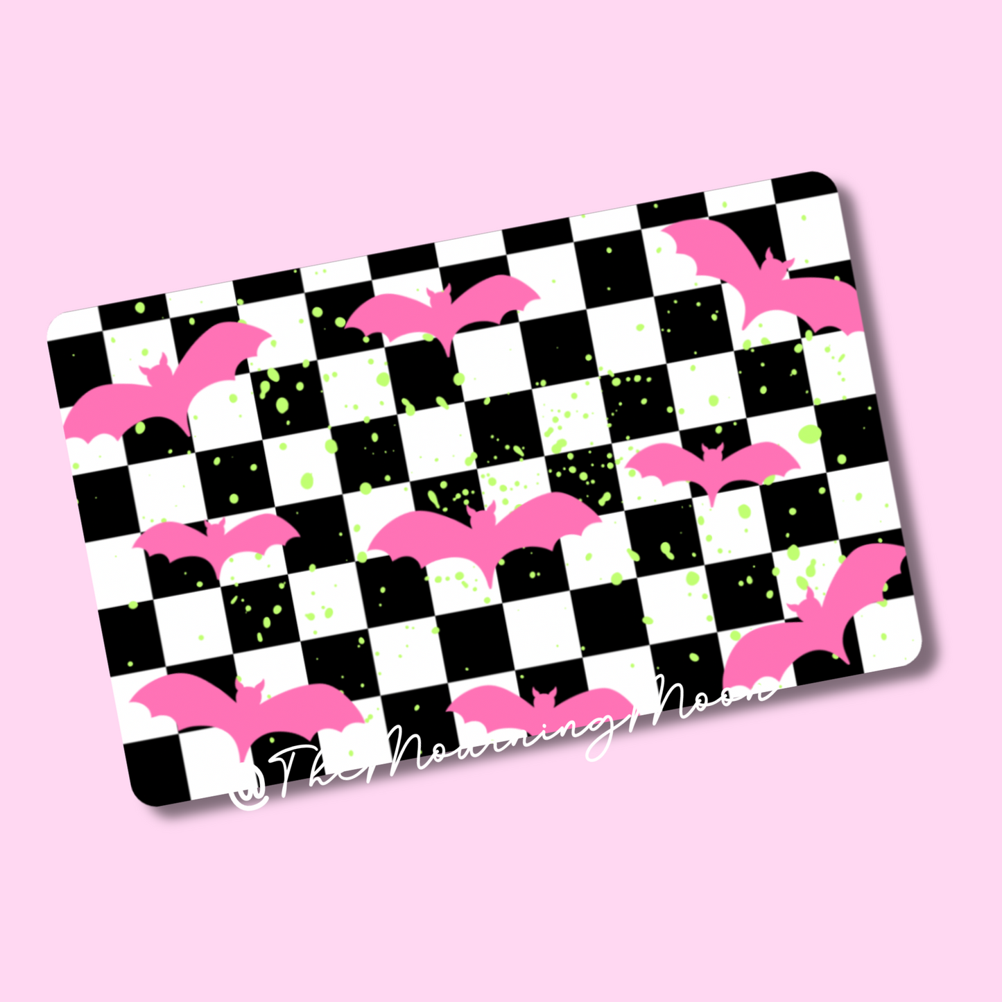 Pink bats checkered credit card skin