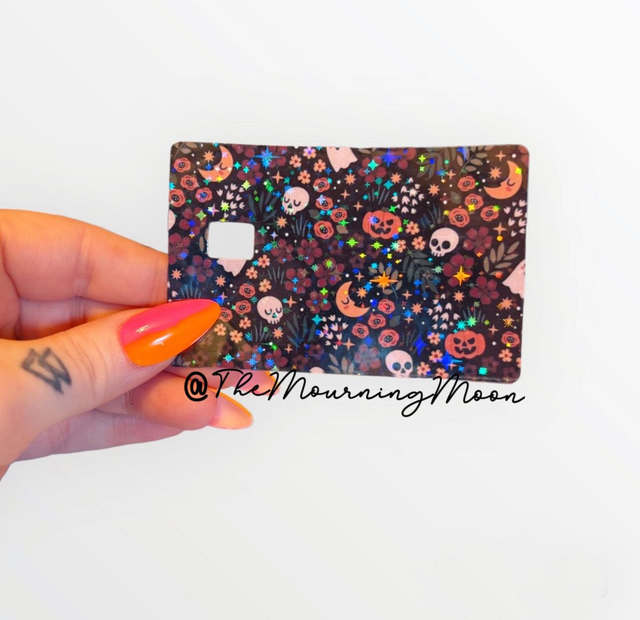 Floral halloween credit card skin