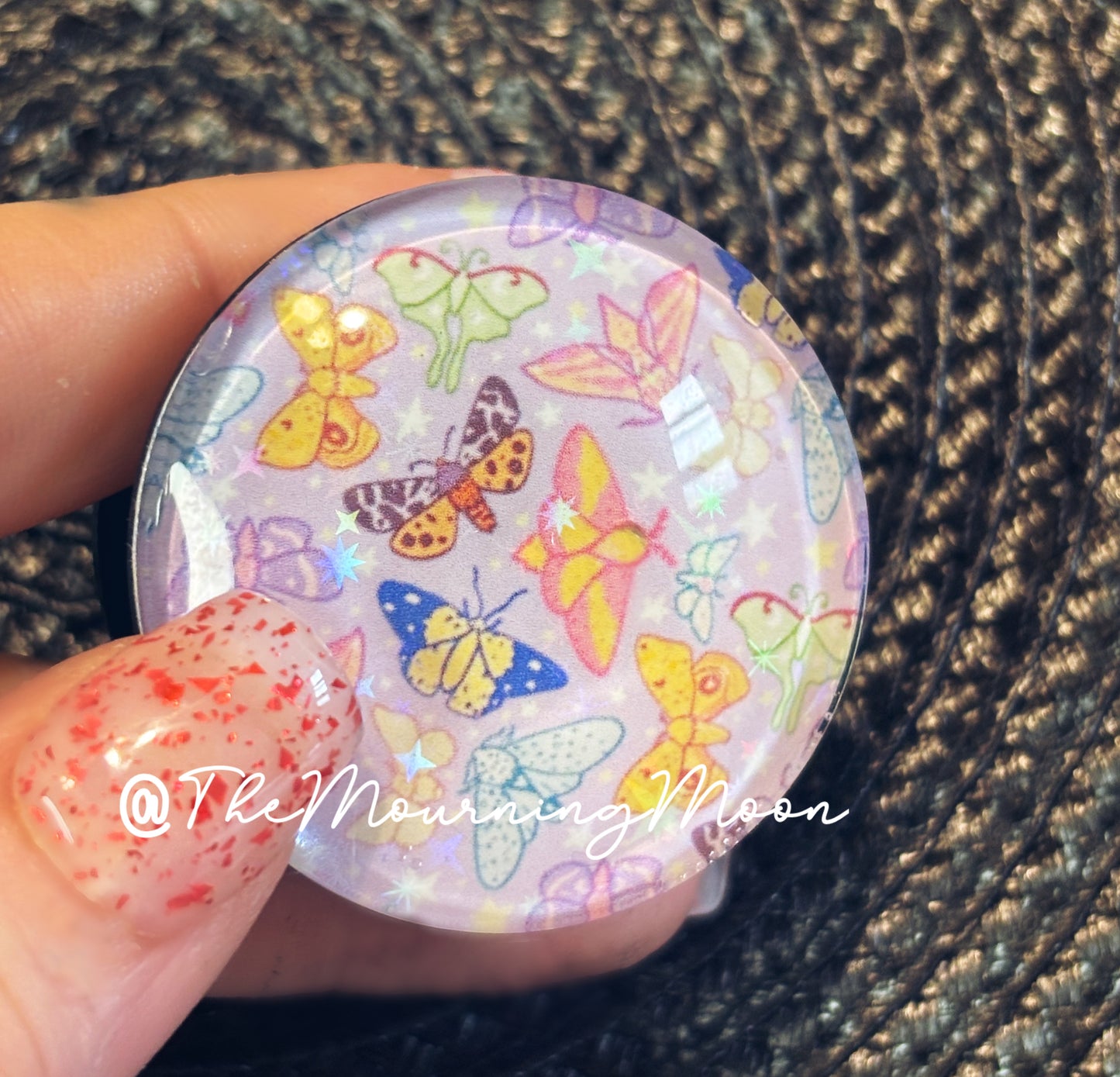 Pastel moth glass dome phone grip