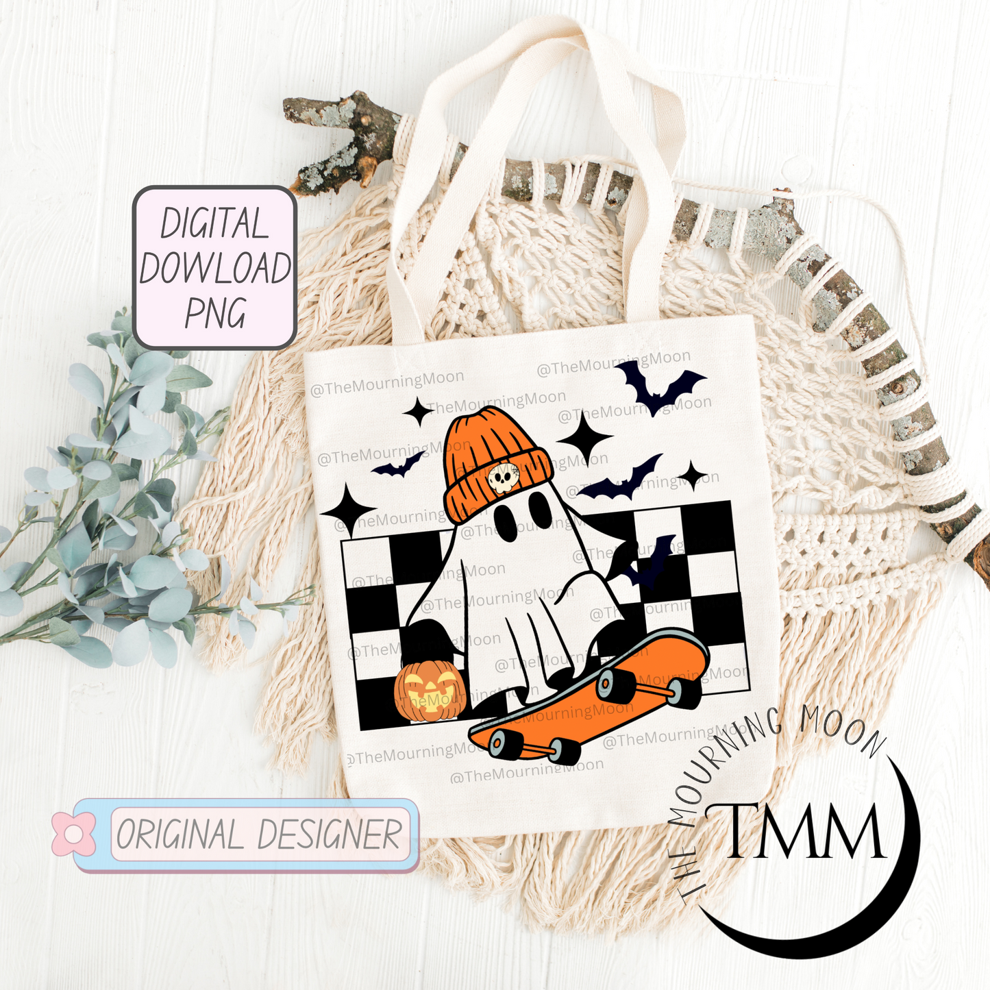 Retro halloween ghost png digital download
