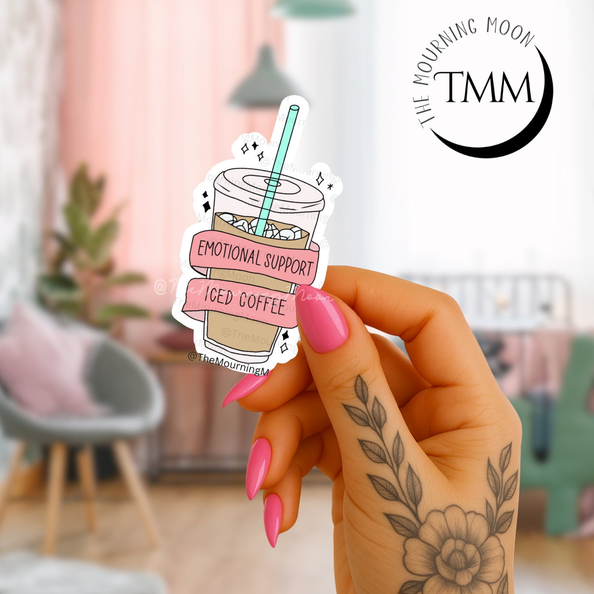 Emotional support iced coffee sticker