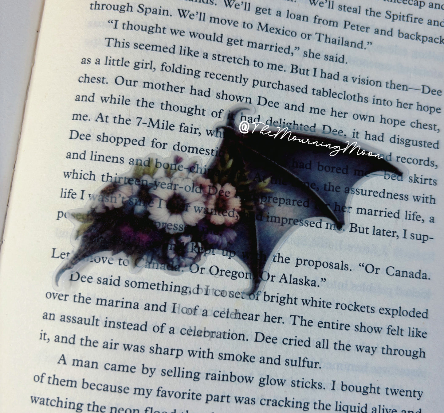 Floral bat wing bookmark