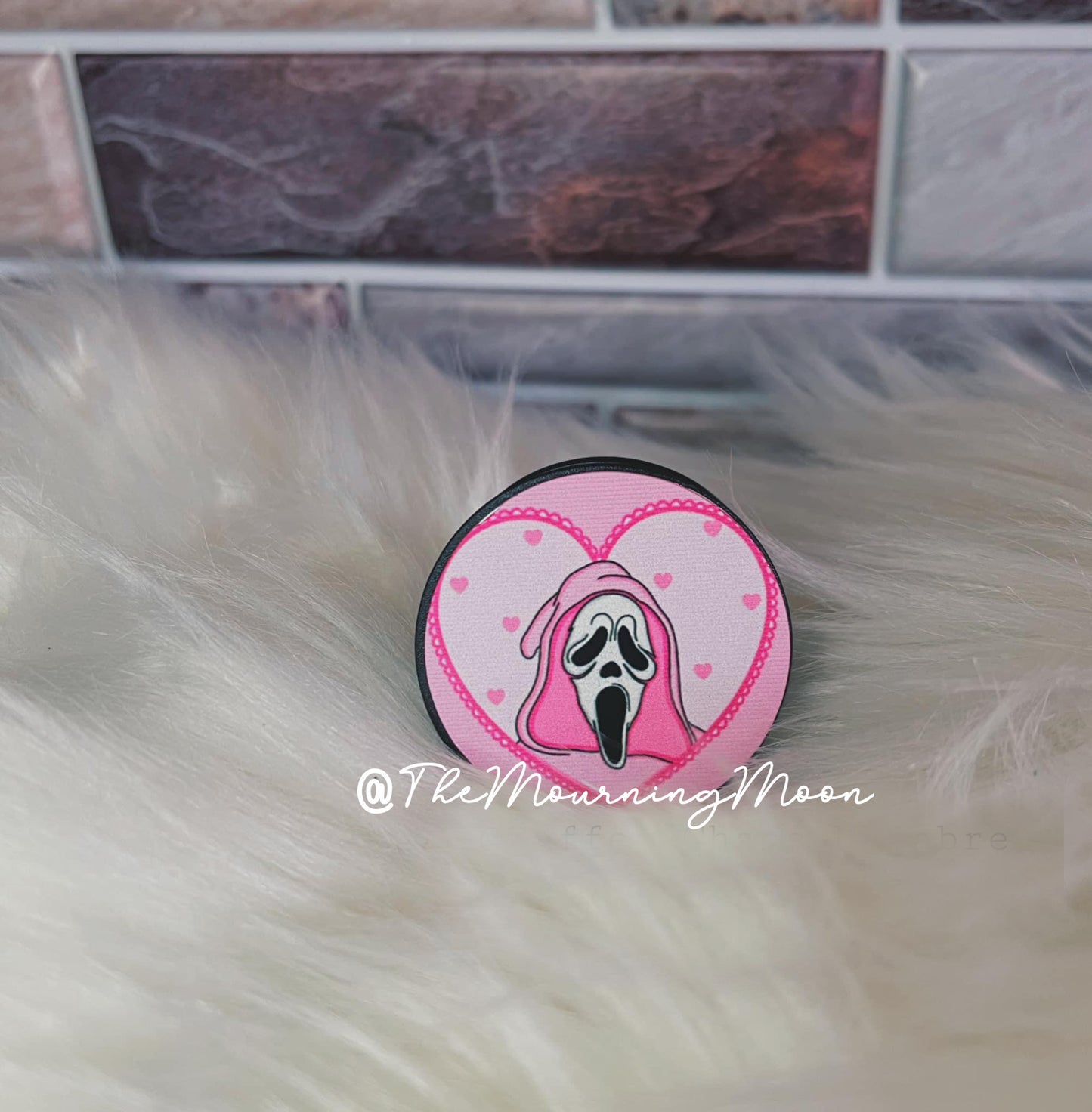 Pink ghostface phone grip
