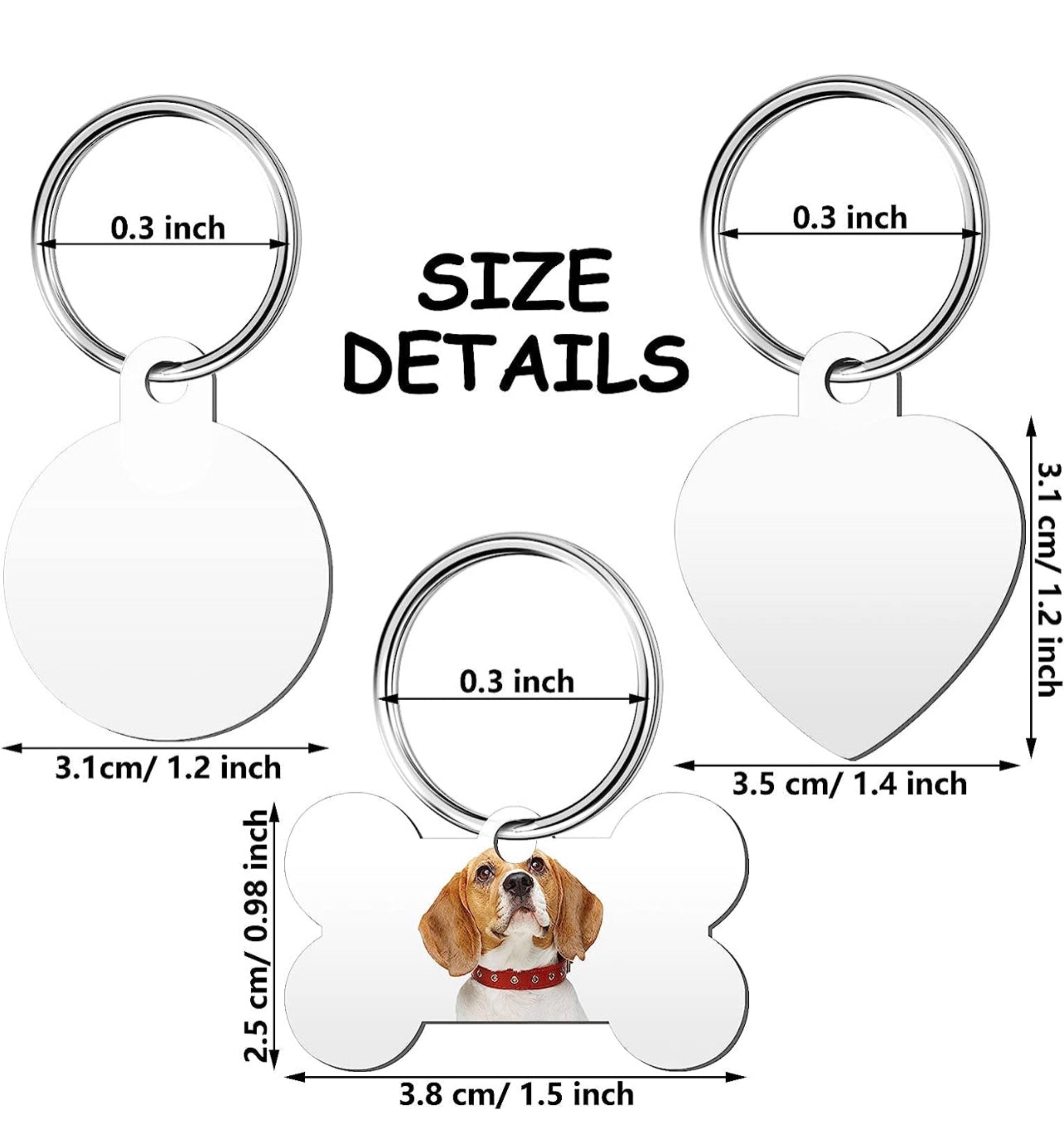 Black and white ghost pet ID tag