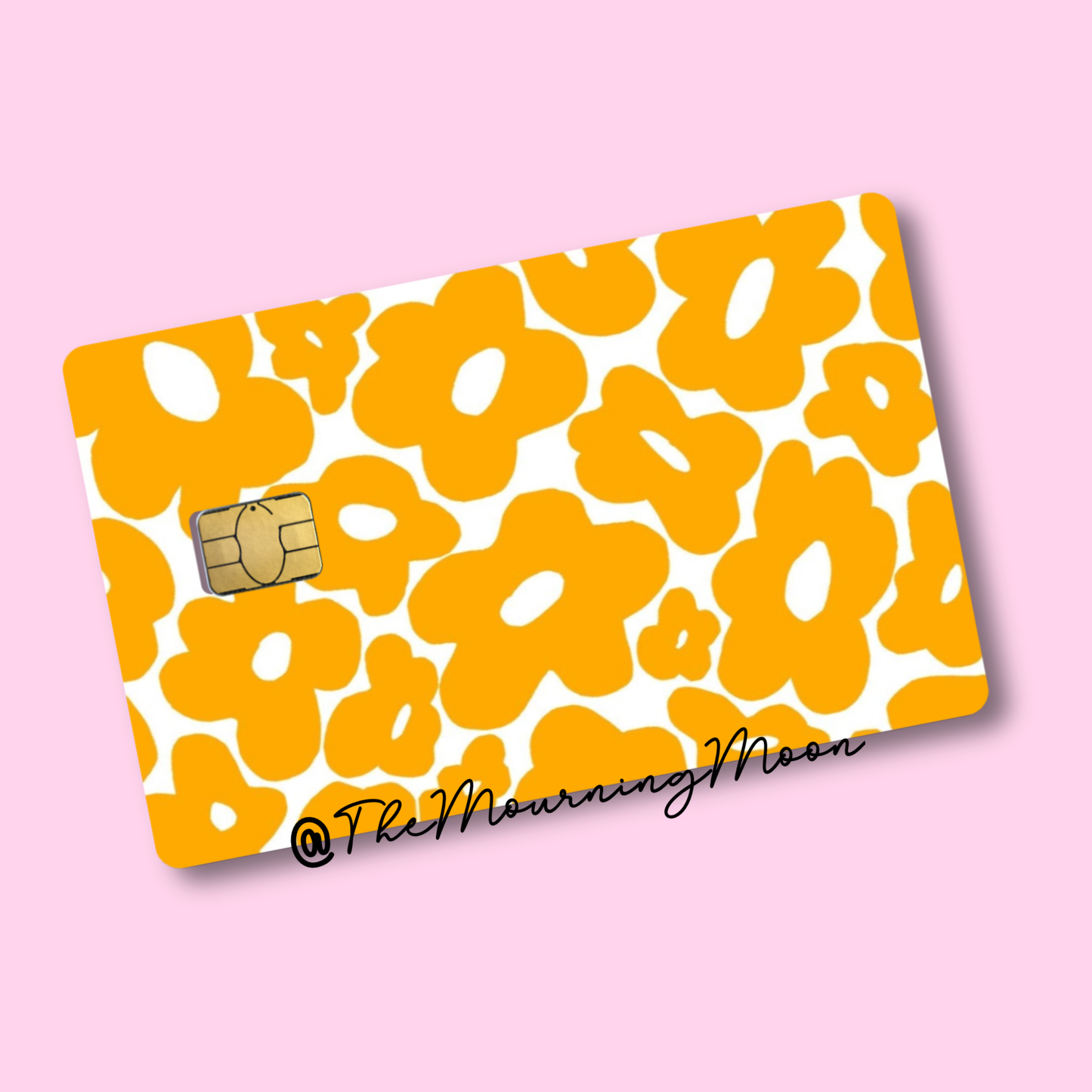 Retro yellow floral credit card skin