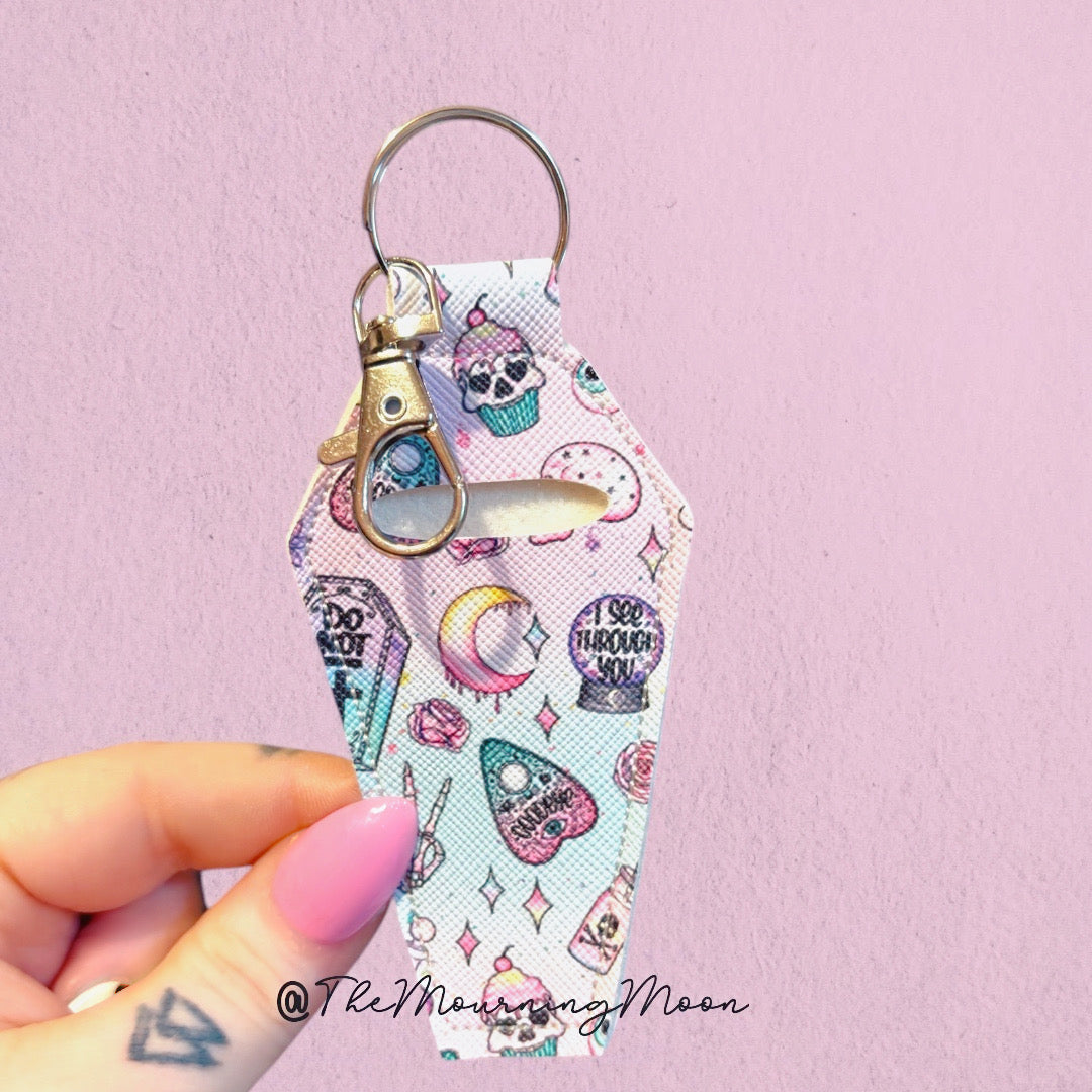 Pastel goth coffin lip balm keychain