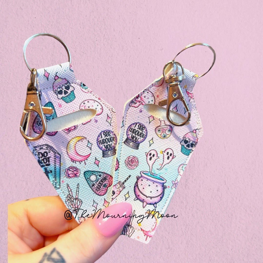 Pastel goth coffin lip balm keychain