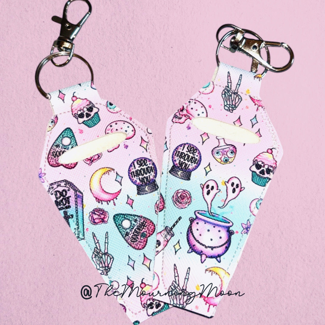 Pastel goth coffin lip balm keychain