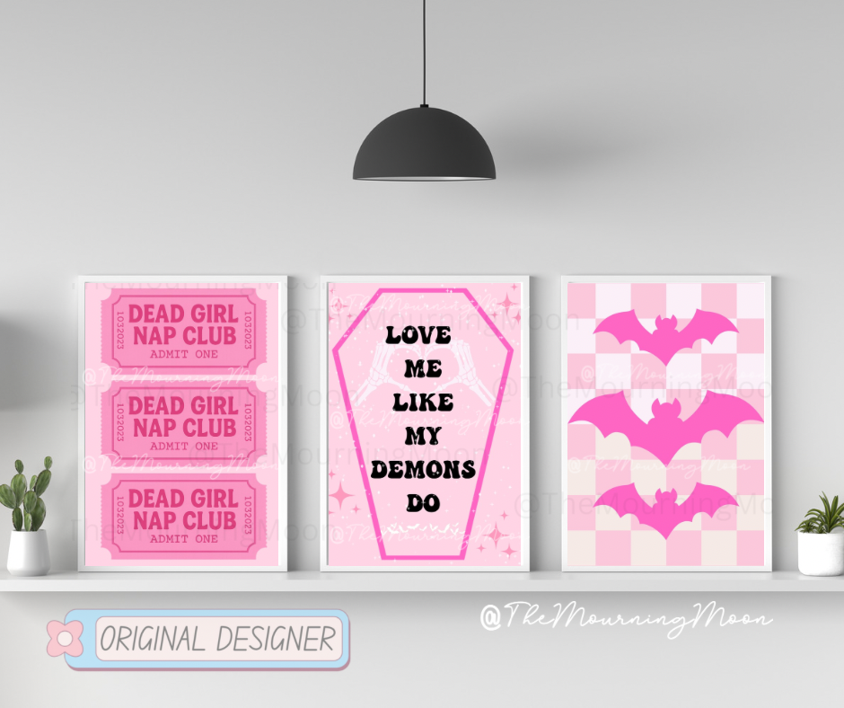 Pink halloween trio digital print