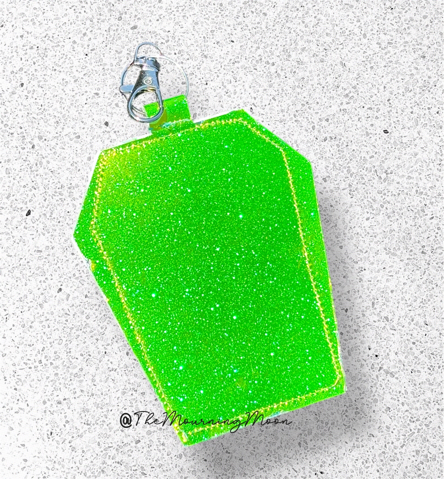 Green holo Coffin Clip Badge & Card Holder Keychain