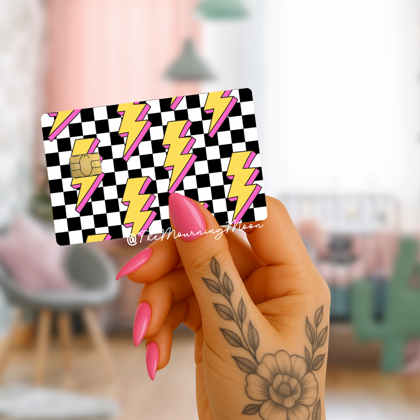 lightning bolt checkered credit card skinn