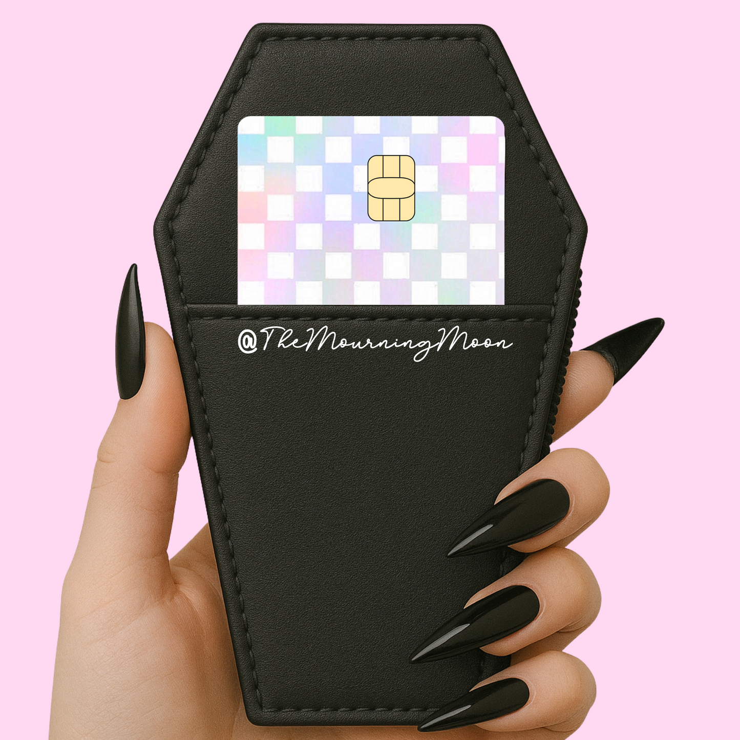 Pastel rainbow checkered credit card skin