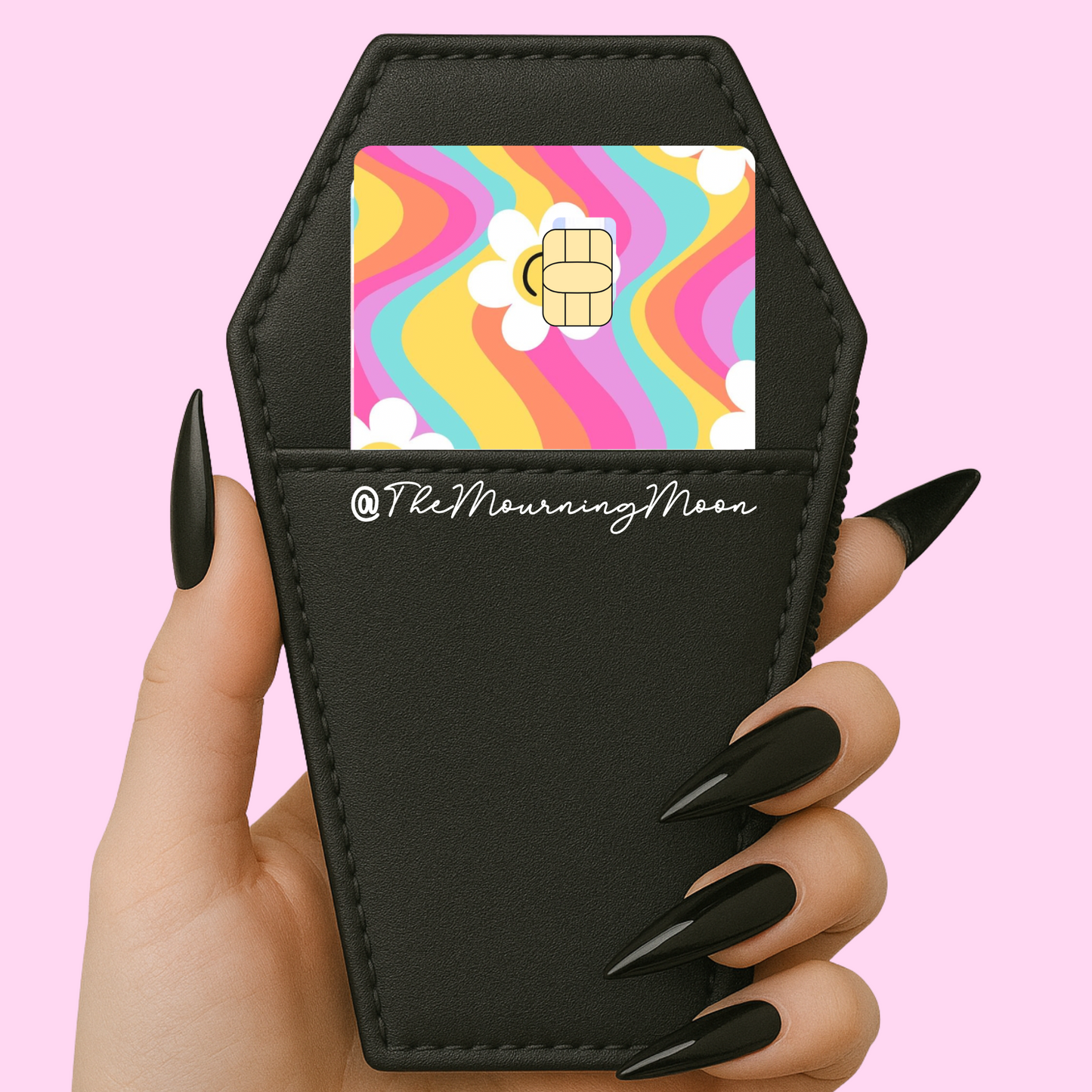 Rainbow flower smiley credit card skin