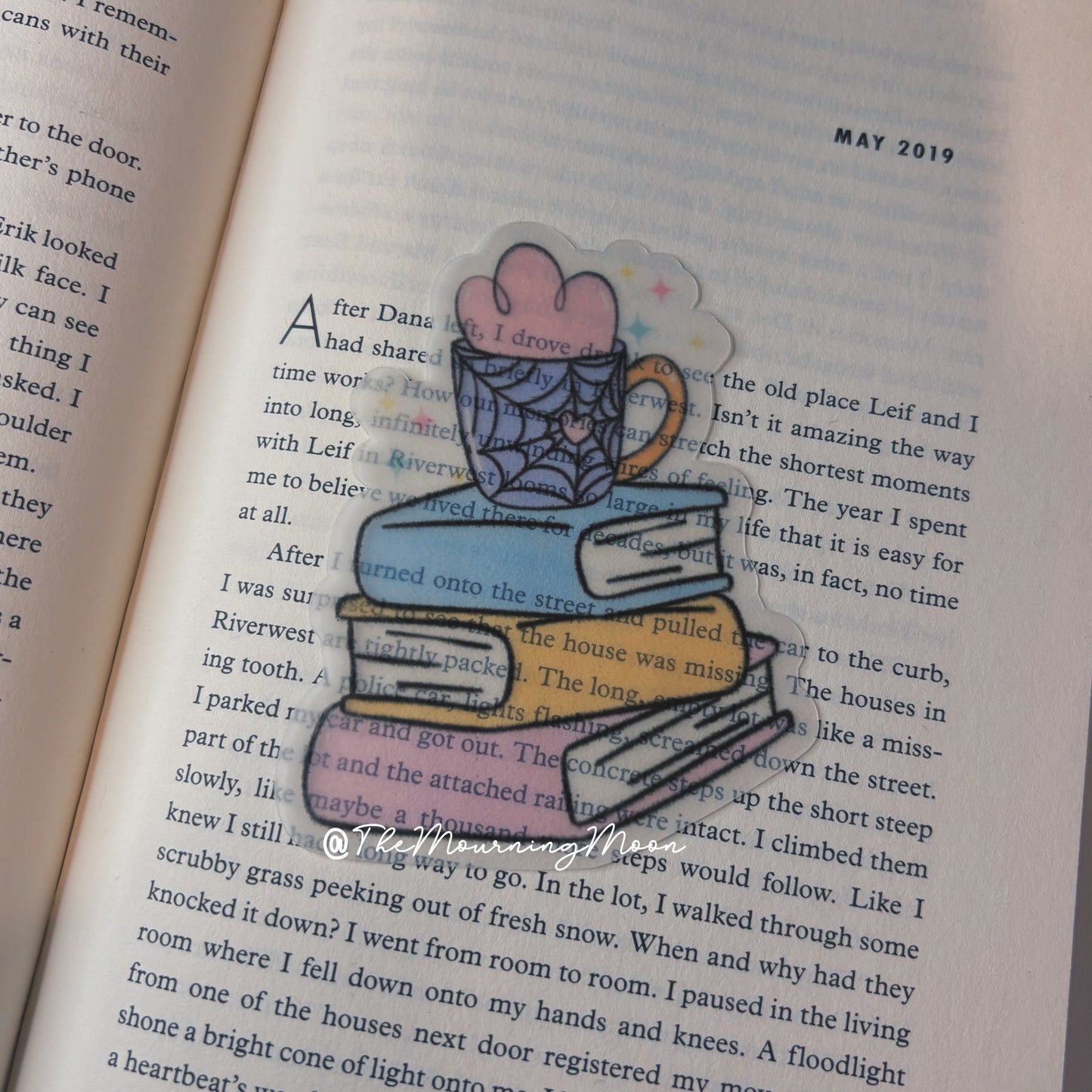Spooky cute book stack bookmark