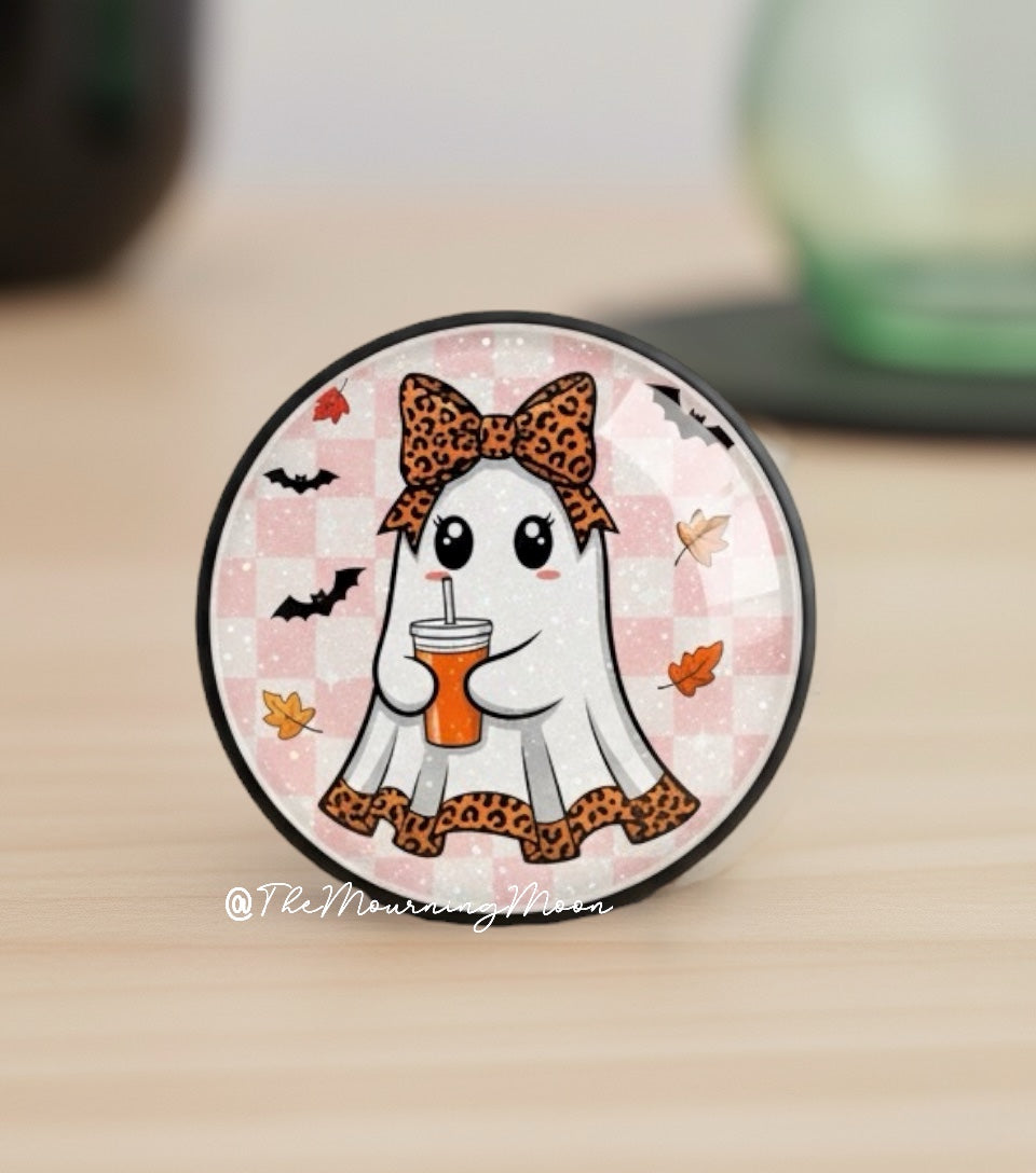 Iced coffee ghostie glass dome phone grip