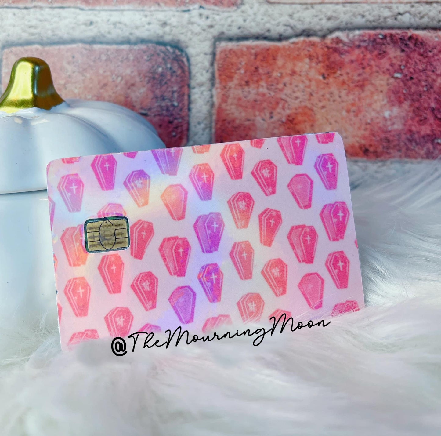 Pink coffin credit card skin