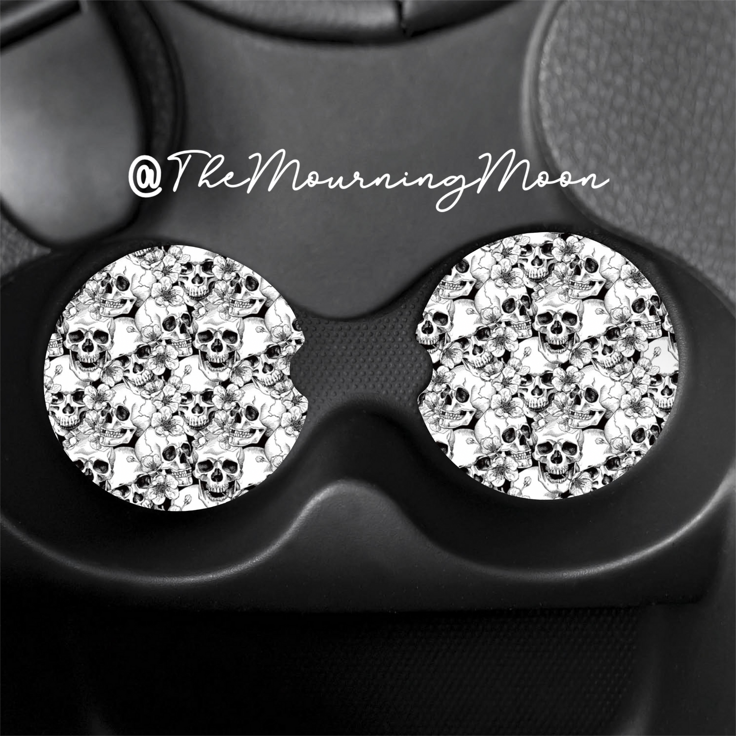 Floral skull car coasters