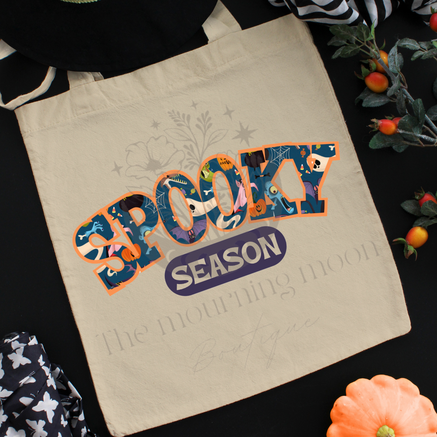 Spooky season canvas tote bag