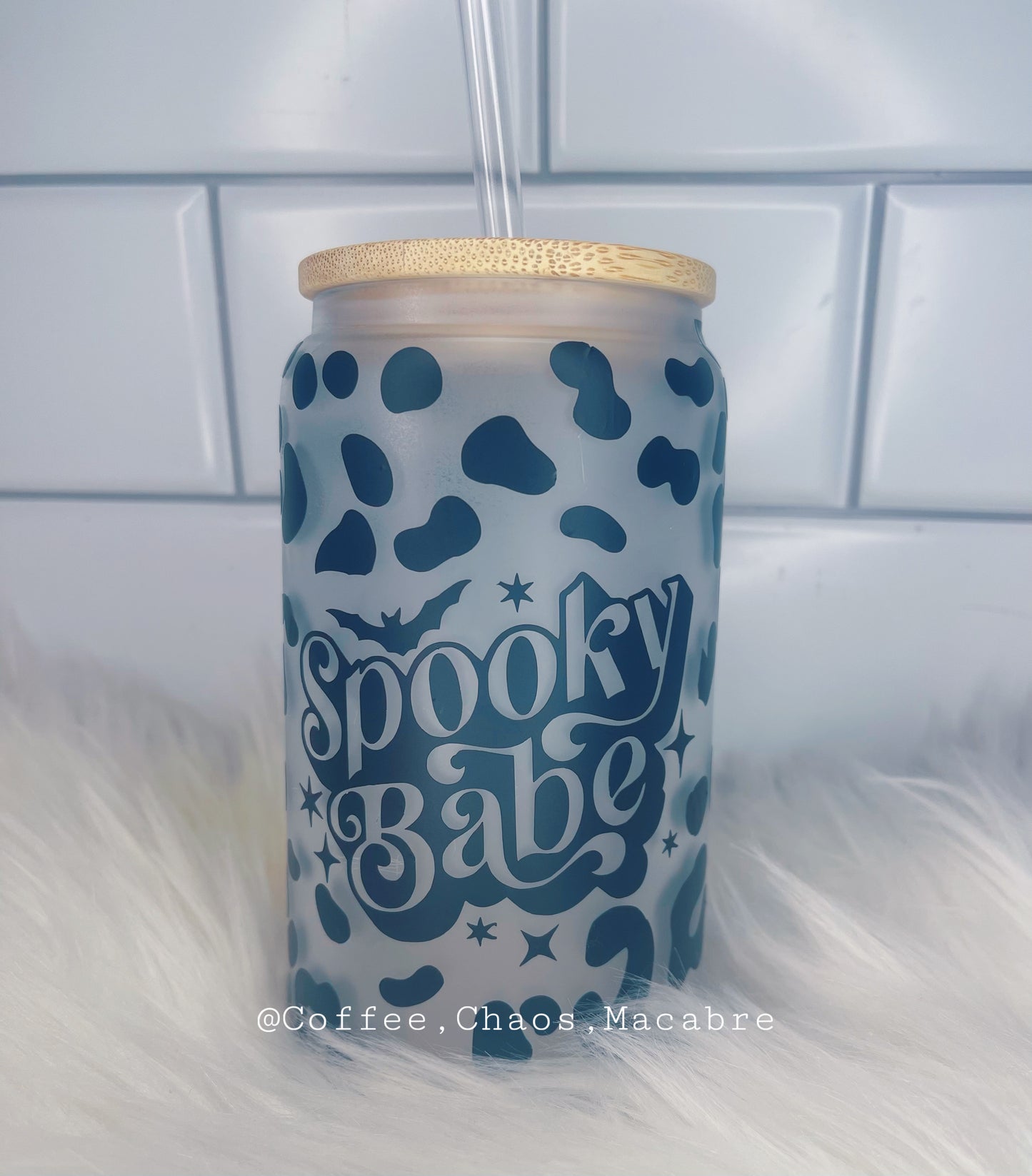 Spooky babe leopard frosted glass