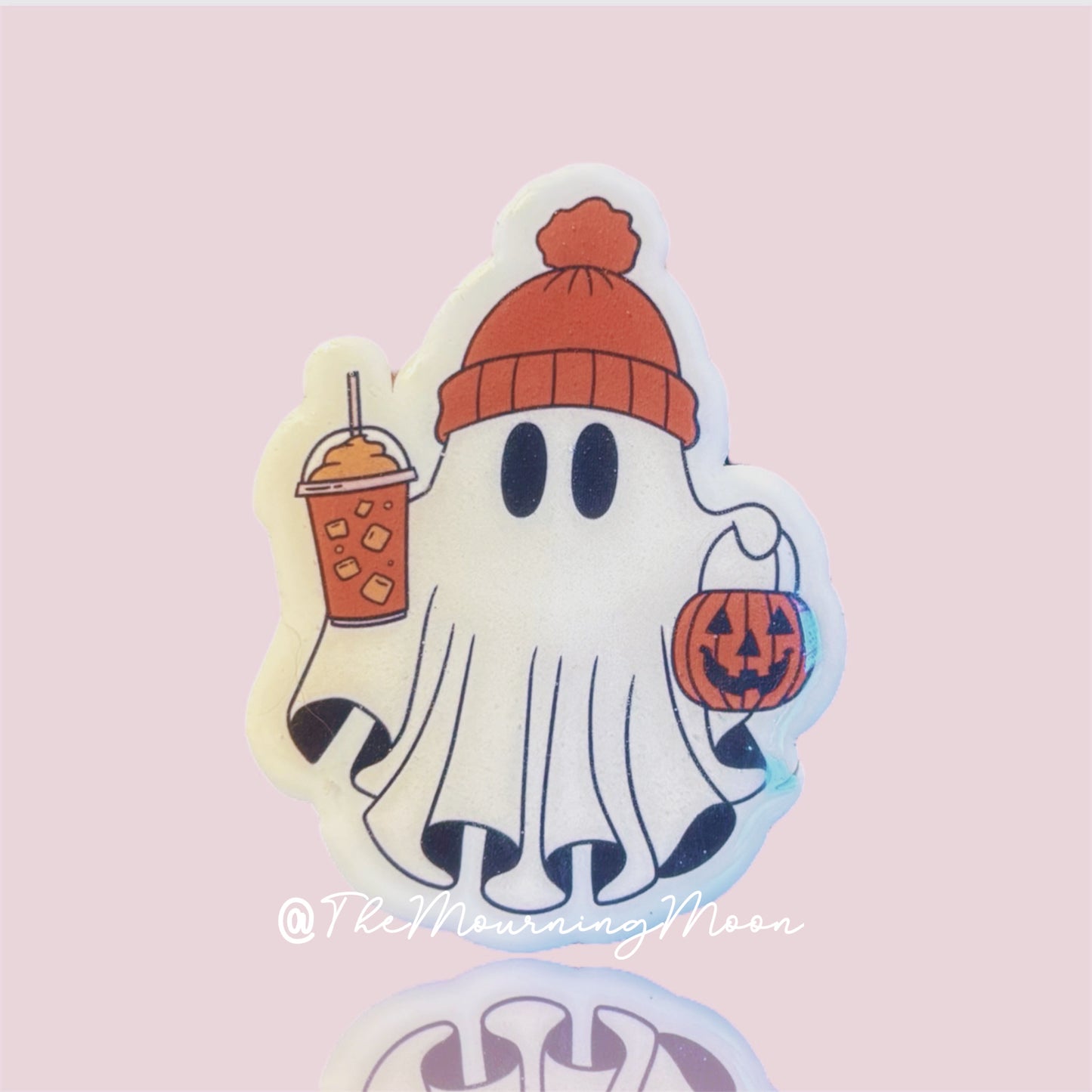 Iced coffee ghost shaped phone grip