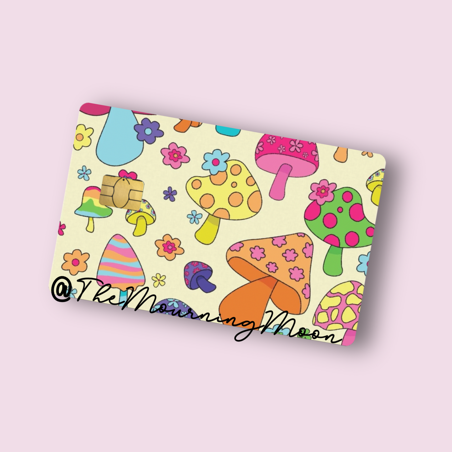 Retro mushroom floral credit card skin