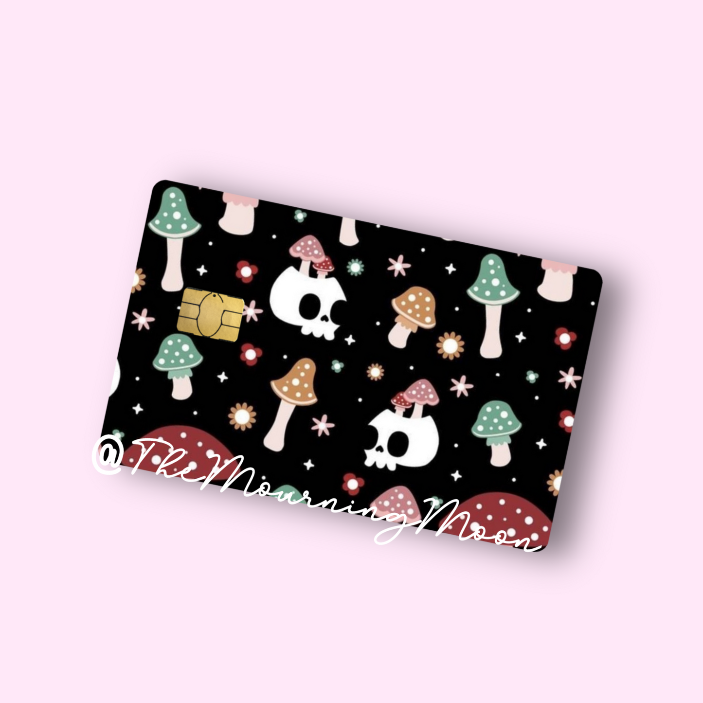 Mushrooms and skulls credit card skin