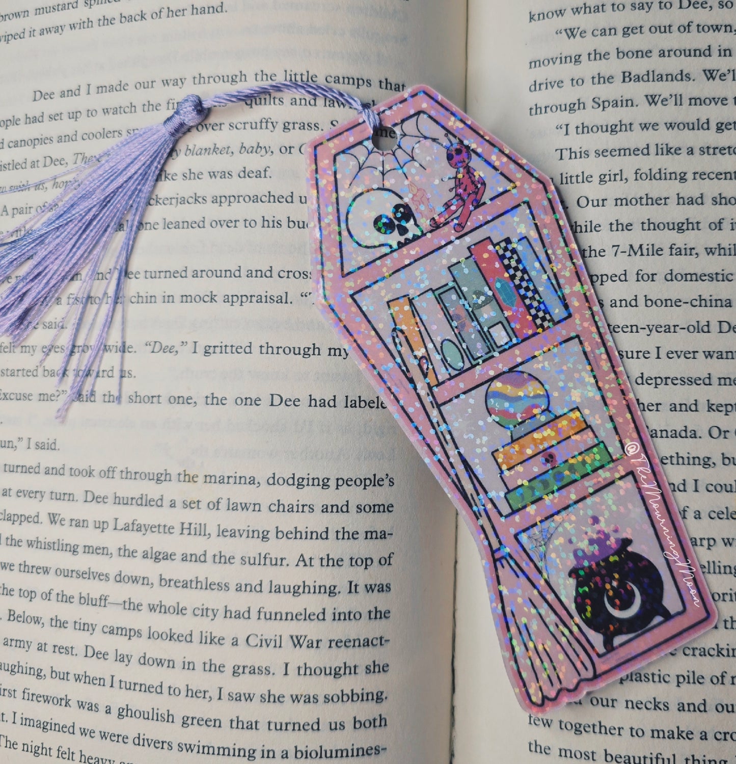 Spooky bookshelf bookmark