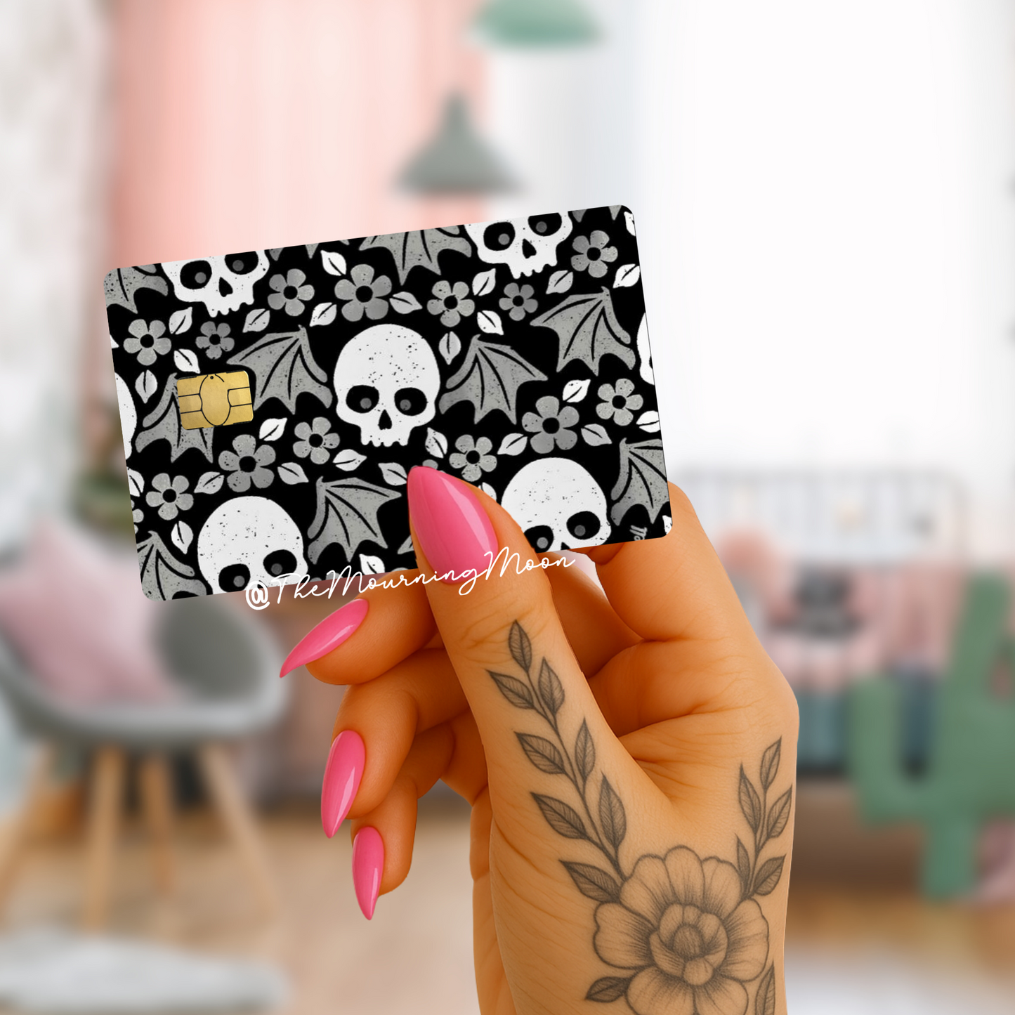 Winged skulls credit card skin