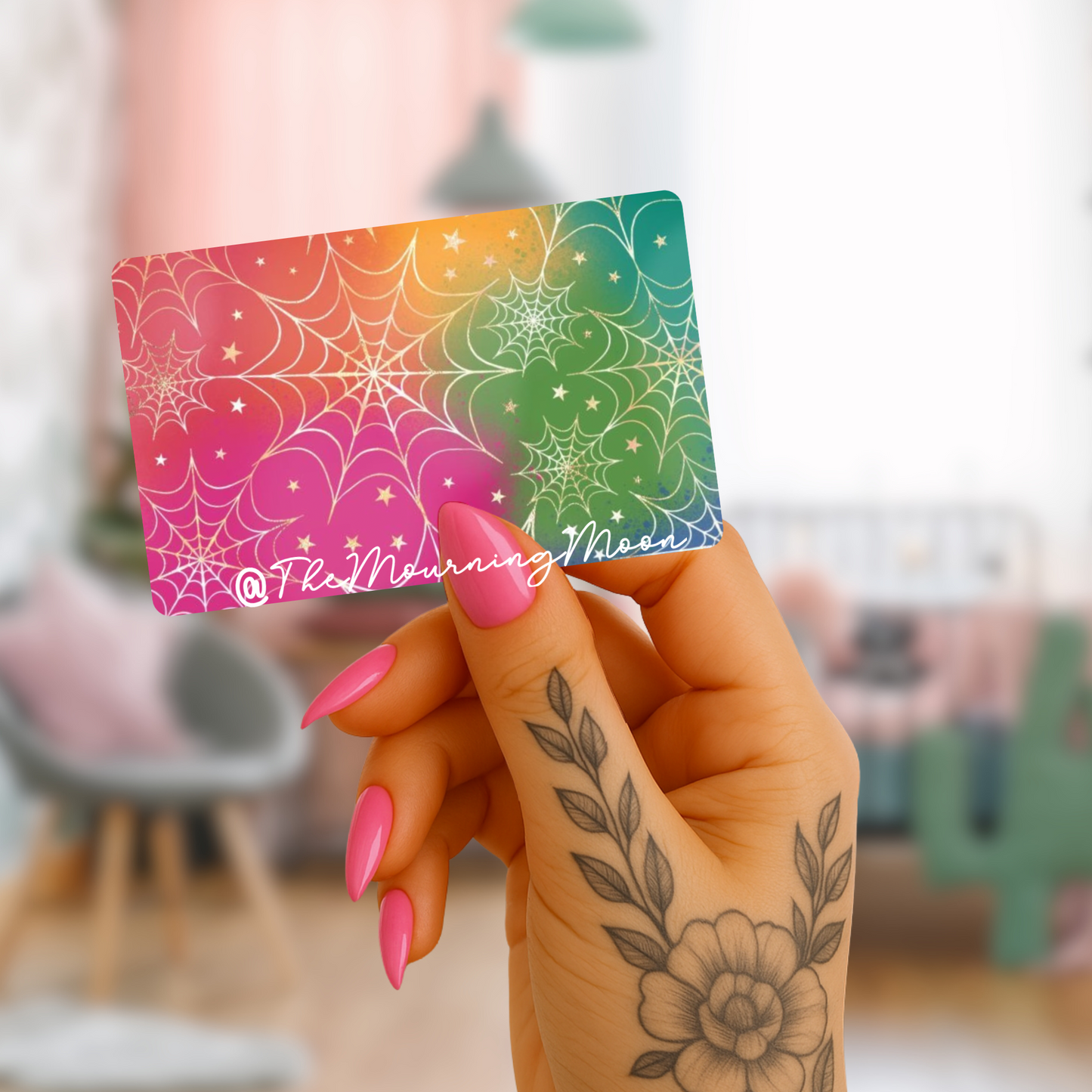 Rainbow cobwebs credit card skin