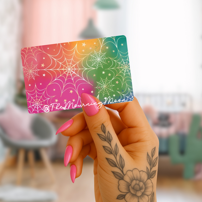 Rainbow cobwebs credit card skin