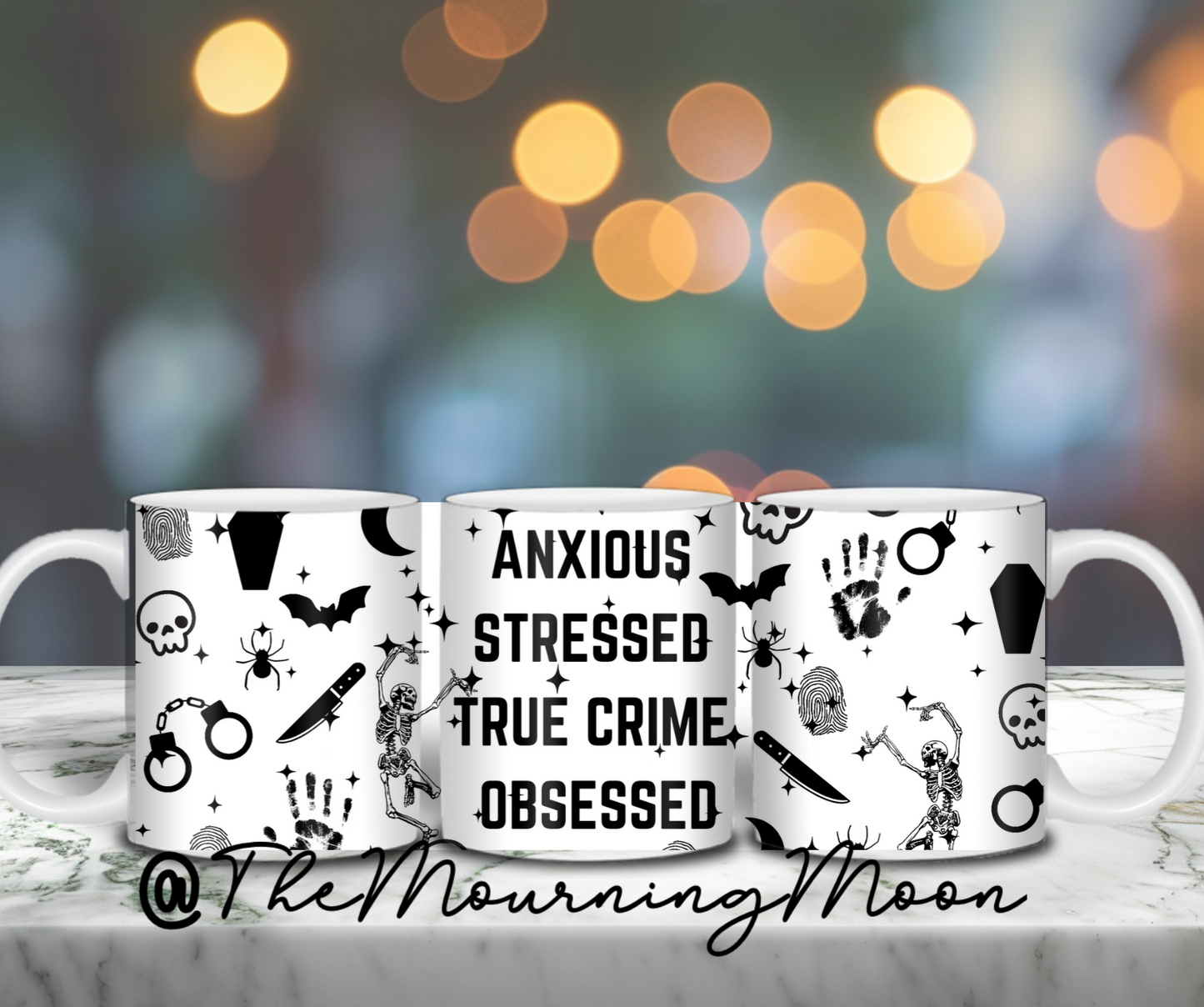 Anxious, stressed, true crime coffee mug