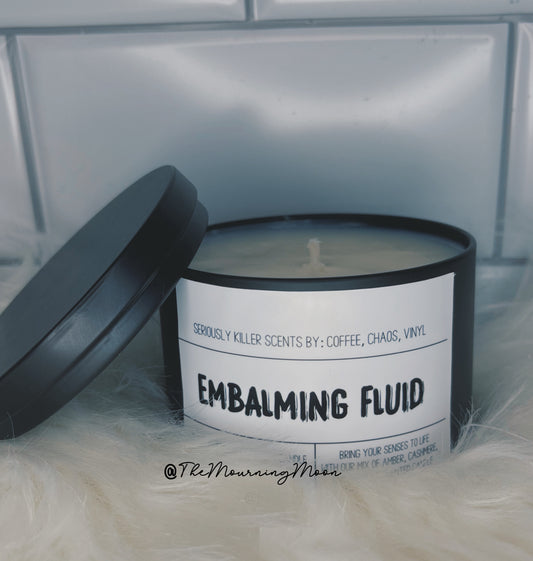 Embalming fluid candle