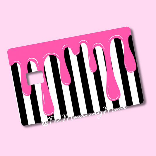 Pink drip striped credit card skin