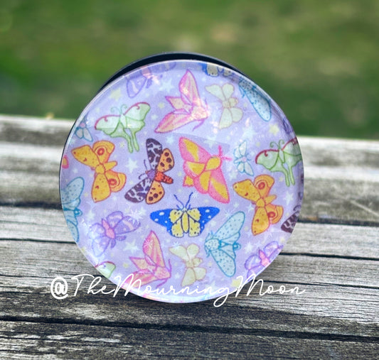 Pastel moth glass dome phone grip