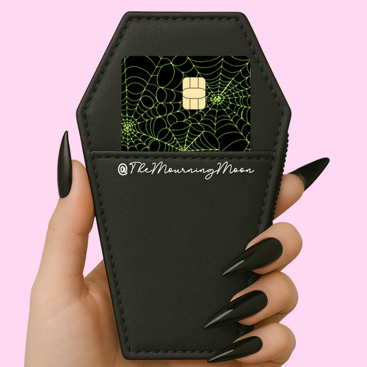 Black and green cobweb credit card skin