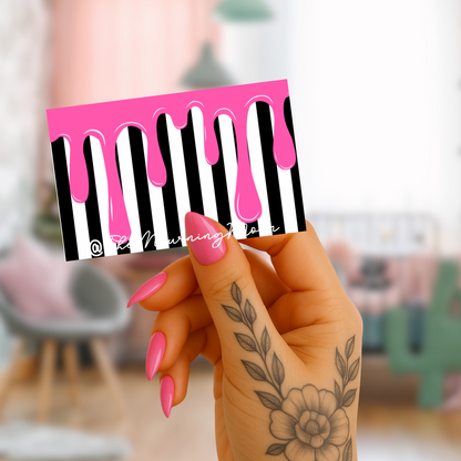Pink drip striped credit card skin