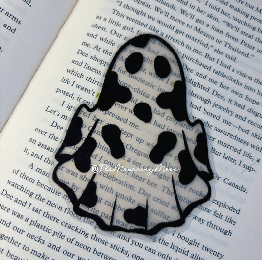 Cow print ghost bookmark