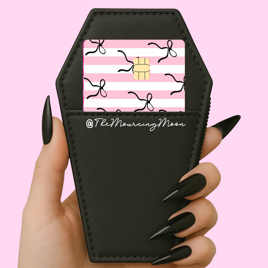Black bows and stripes credit card skin