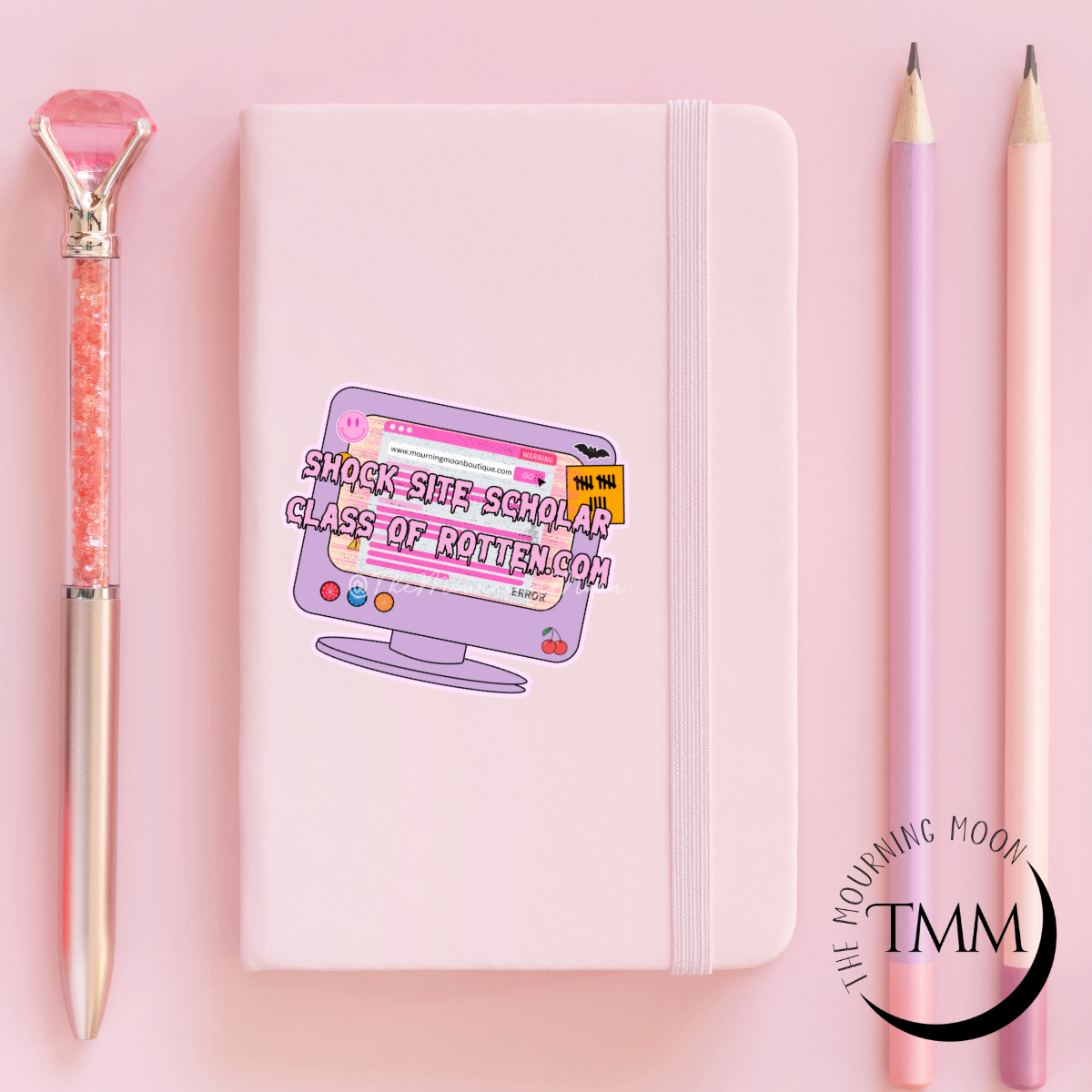Shock Site Scholar Sticker – Internet Nostalgia Vinyl Sticker | Morbid Humor Pastel Goth Laptop Sticker