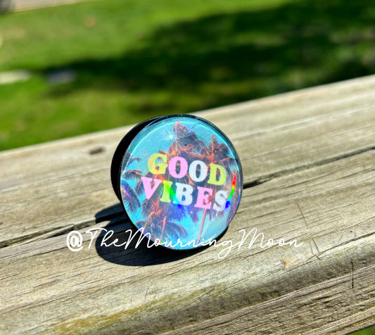Good vibes glass dome phone grip