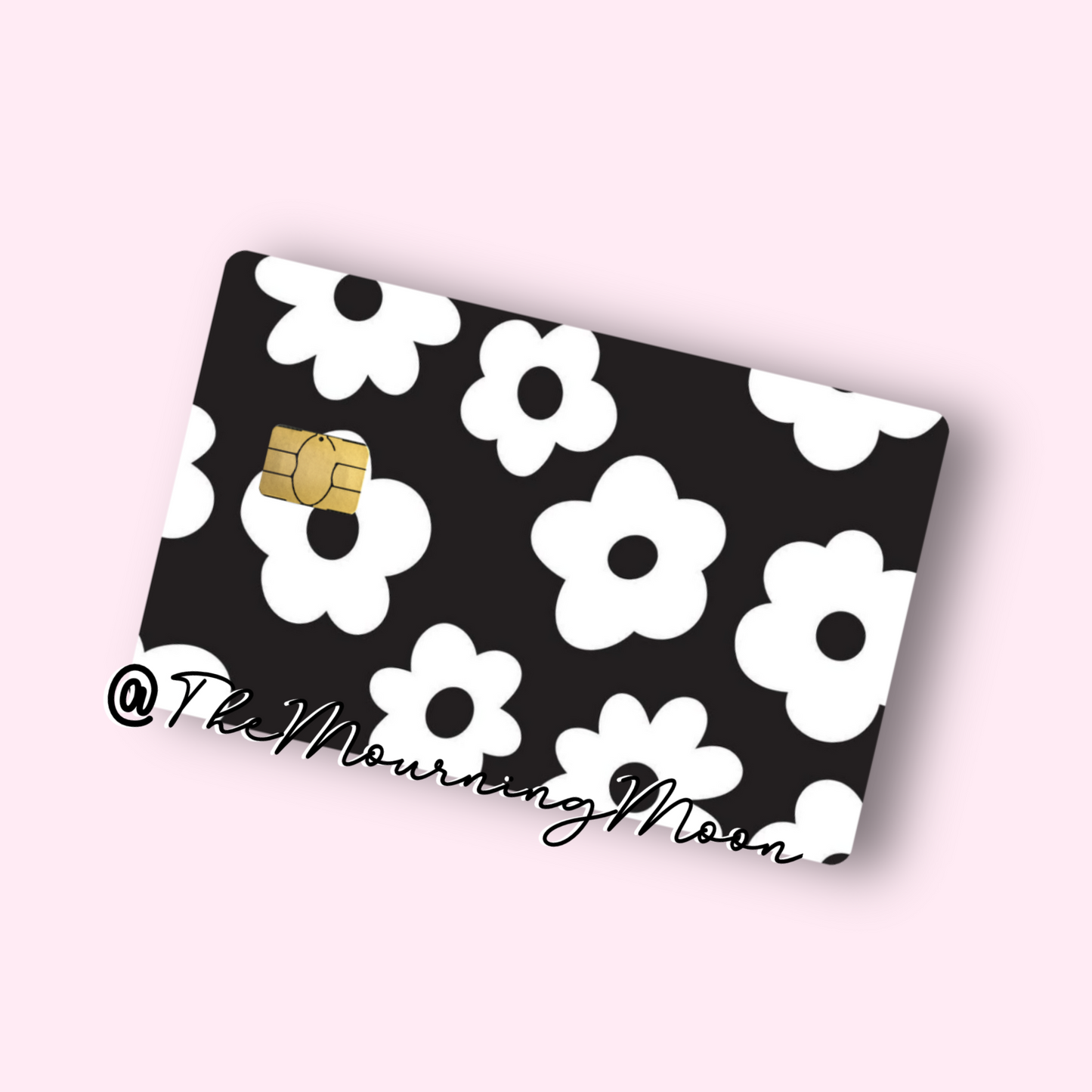 Black and white retro floral credit card skin