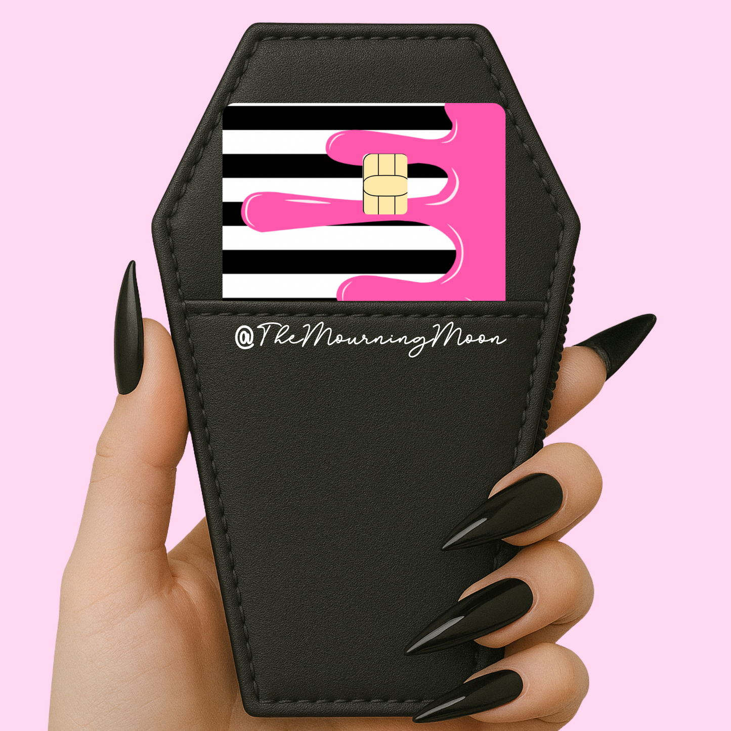 Pink drip striped credit card skin
