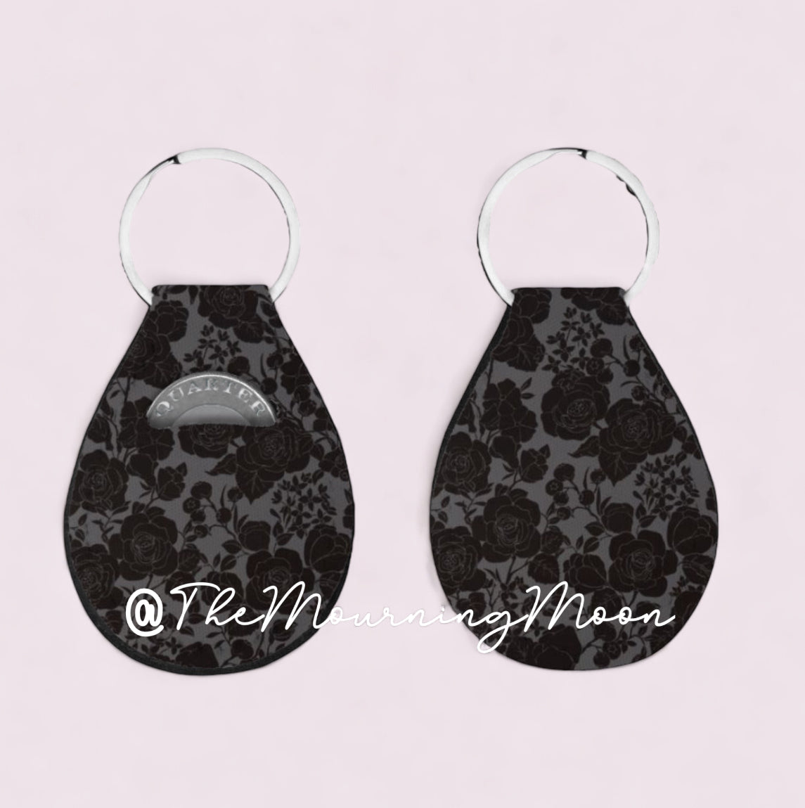 Black floral coin holder keychain