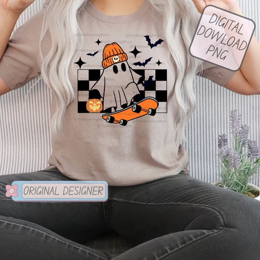 Retro halloween ghost png digital download
