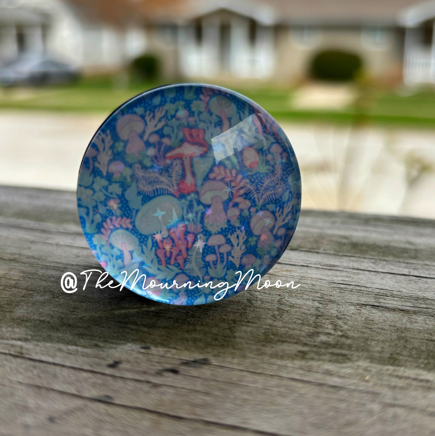Whimsy mushrooms glass dome phone grip