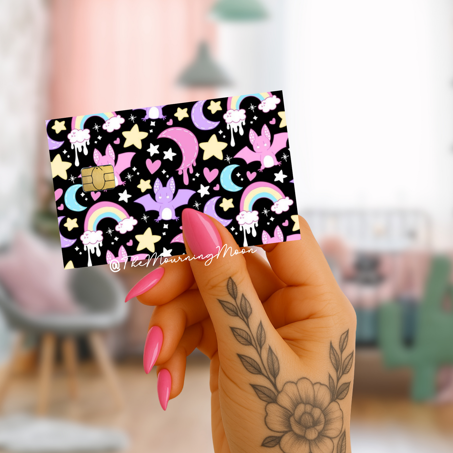 Bats and rainbows credit card skin